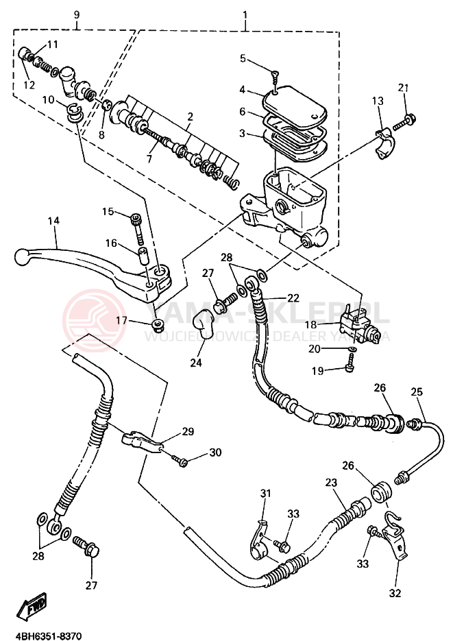 Schemat "Pompa hamulcowa przednia" do Yamaha GTS1000A