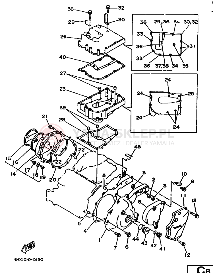 Schemat "Pokrywa silnika" do Yamaha TRX850