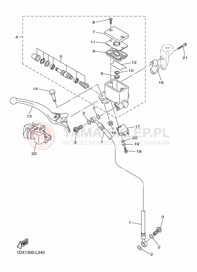 Schemat "Pompa hamulcowa przednia" do Yamaha WR450F