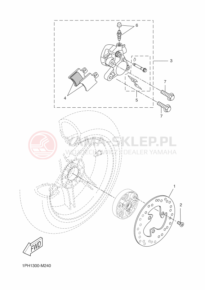 Schemat "Zacisk hamulcowy tylny" do Yamaha AEROX
