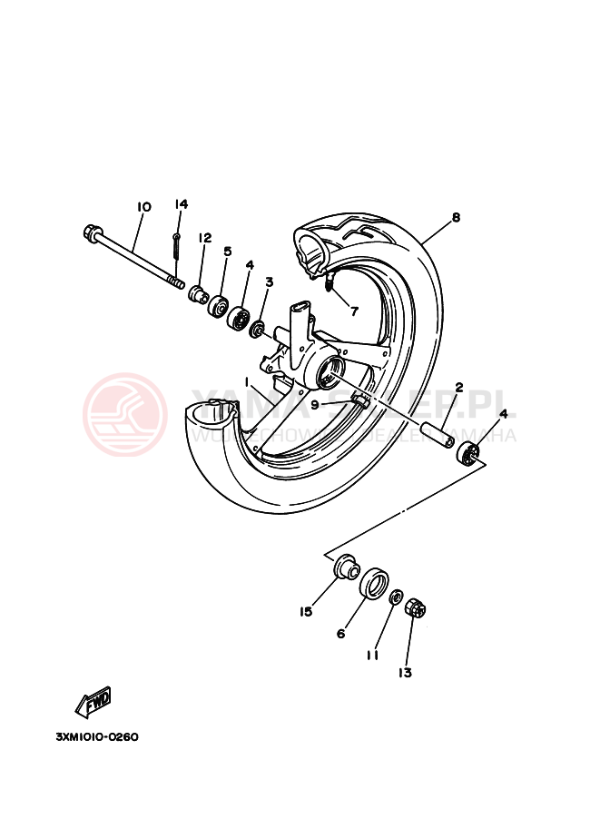 Schemat "Koło przód" do Yamaha TZ50