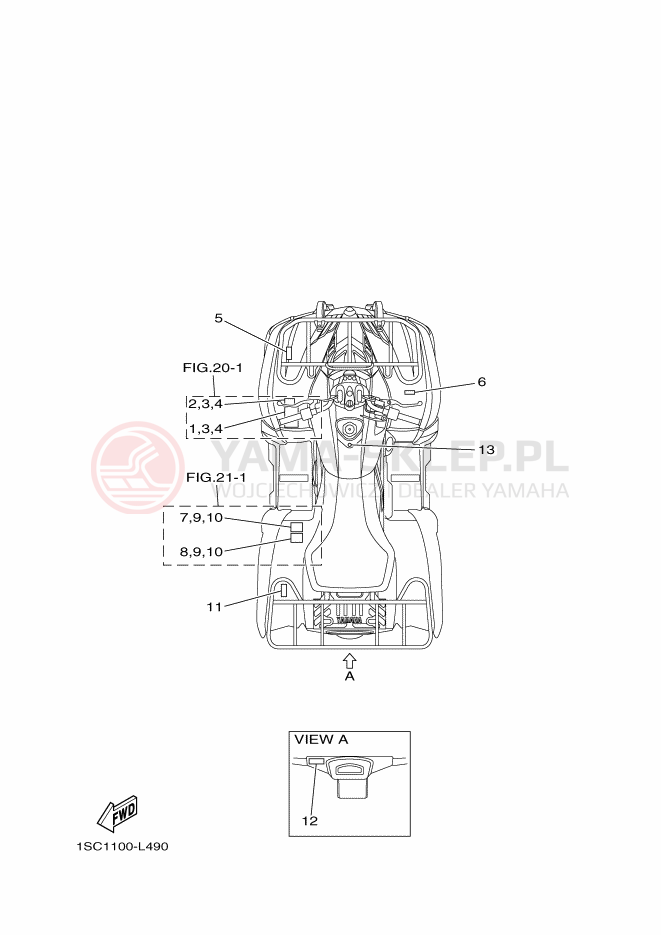 Schemat "naklejki" do Yamaha YFM300