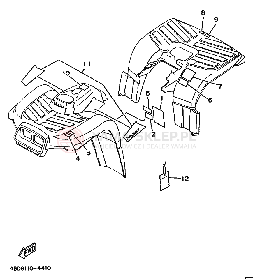 Schemat "naklejki" do Yamaha TIMBERWOLF