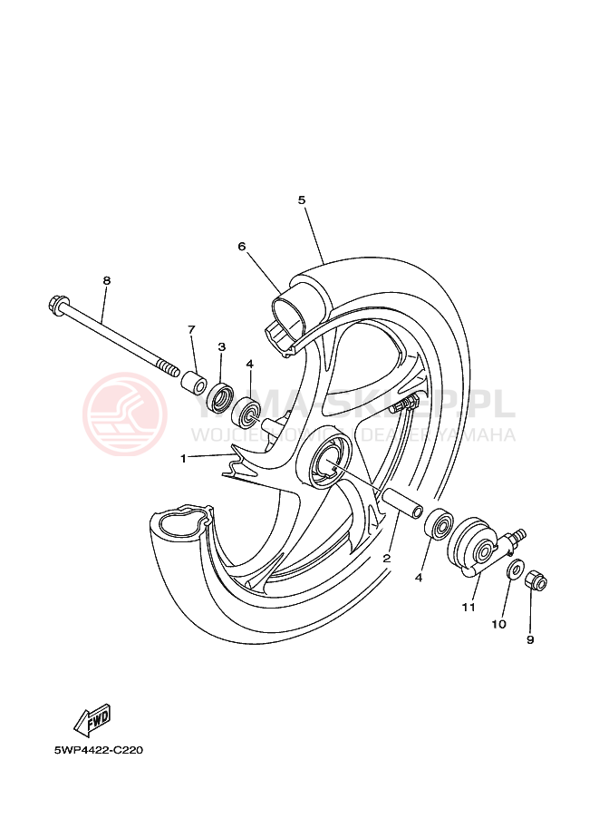 Schemat "Koło przód" do Yamaha AL115C MIO