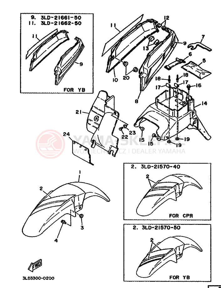 Schemat "błotnik" do Yamaha XTZ750 SUPERTENERE