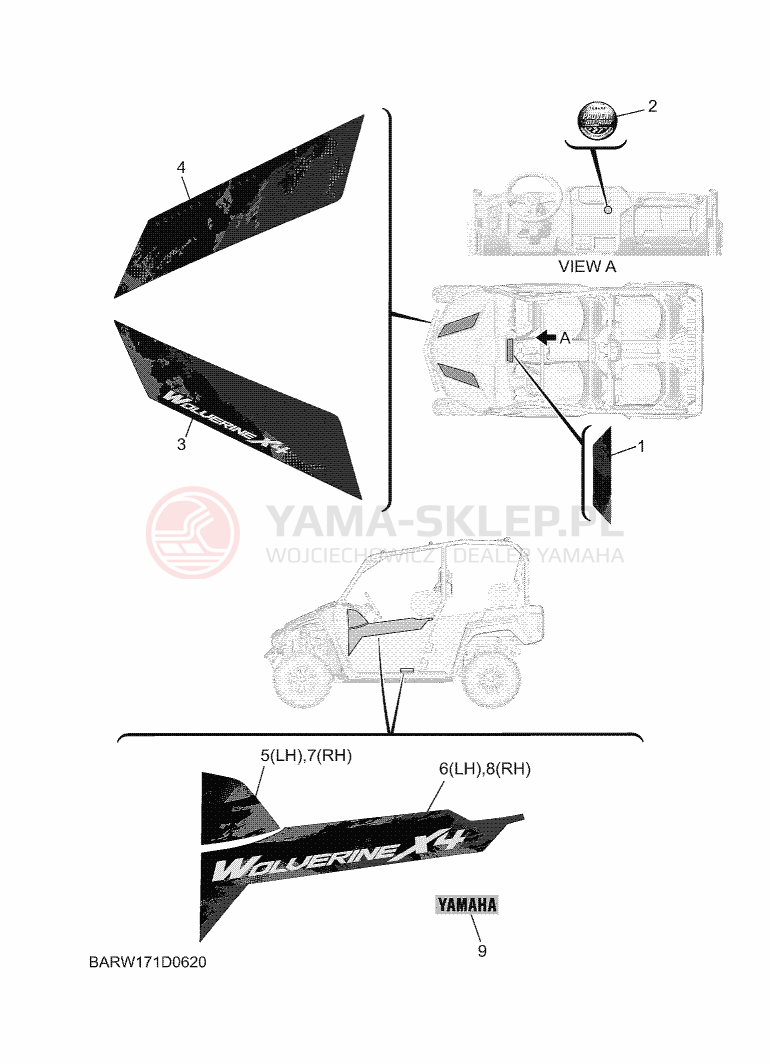Schemat "Naklejki" do Yamaha WOLVERINE X4 850 SE
