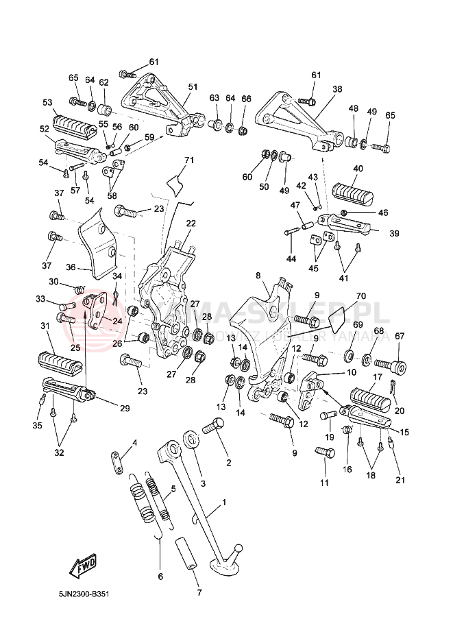 Schemat "Stopka postojowa i podnóżki" do Yamaha BT1100