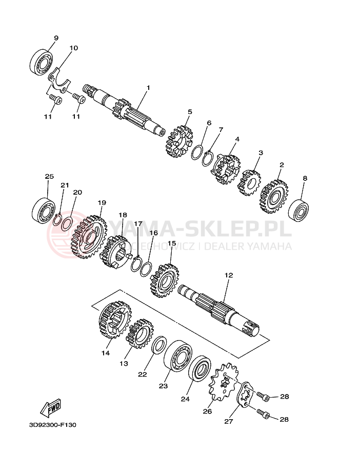 Schemat "Skrzynia biegów " do Yamaha YBR125ED
