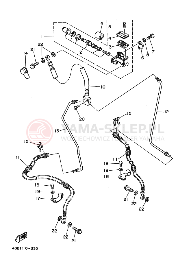 Schemat "Pompa hamulcowa przednia" do Yamaha KODIAK 400