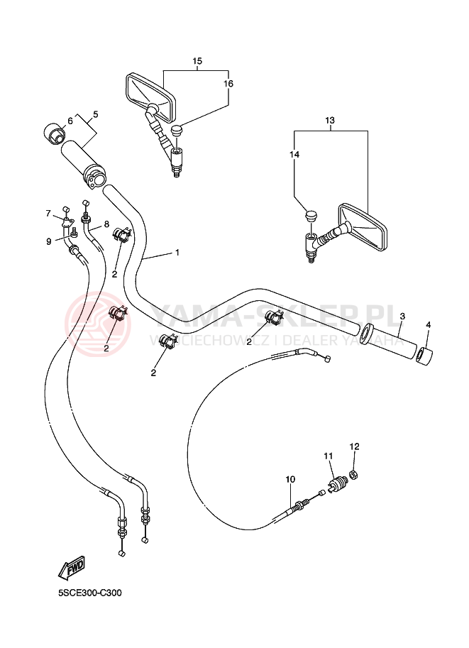 Schemat "Kierownica i osprzęt" do Yamaha XVS650A DRAGSTAR CLASSIC