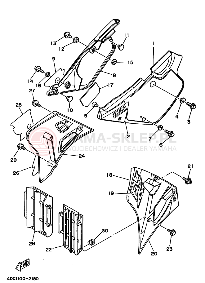 Schemat "POKRYWA BOCZNA I ZBIORNIK OLEJU" do Yamaha WR250Z WR250ZD