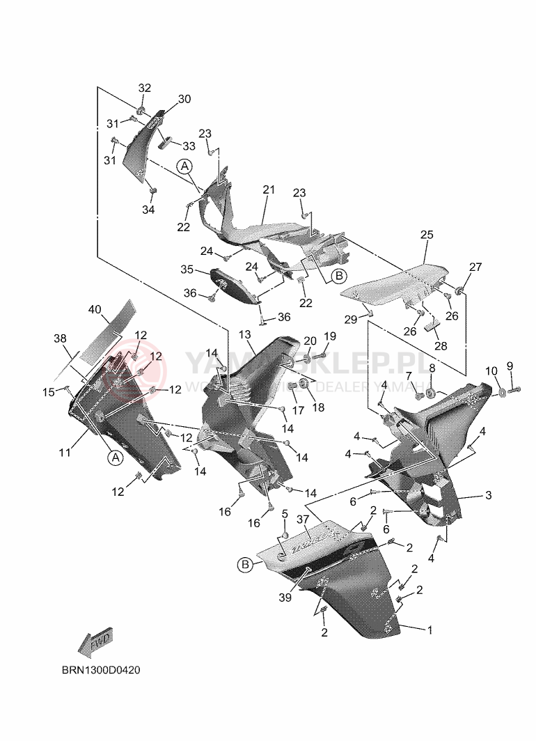 Schemat "POKRYWA SILNIKA" do Yamaha TRACER 9 Y-AMT