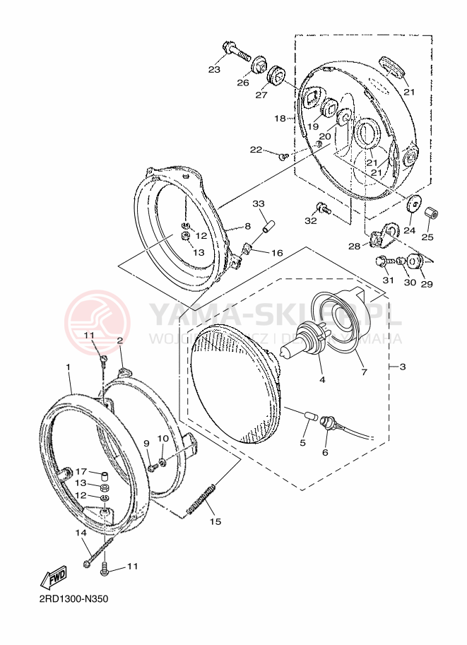 Schemat "Lampa przód" do Yamaha SR400