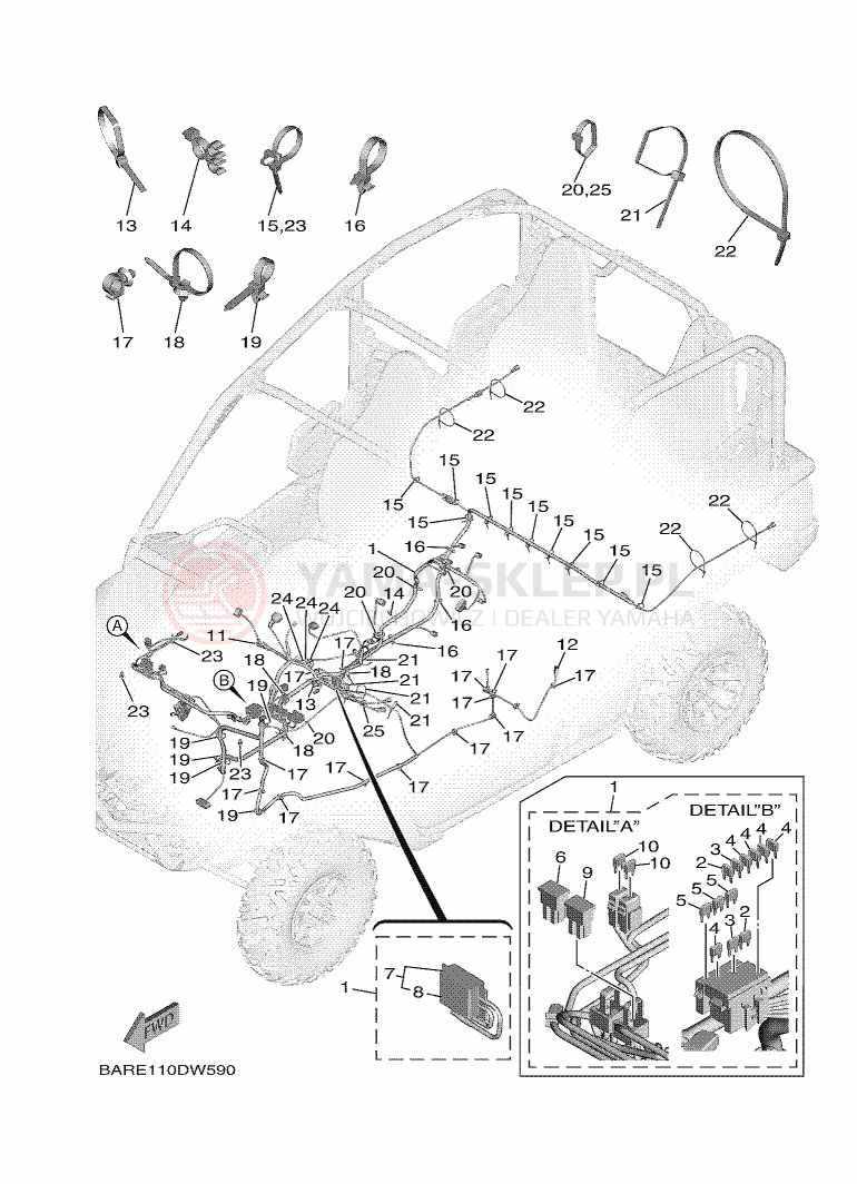 Schemat "układ elektryczny" do Yamaha WOLVERINE X4 850