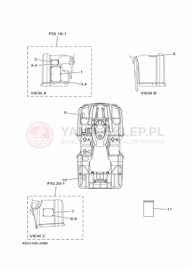 Schemat "naklejki" do Yamaha GRIZZLY 350