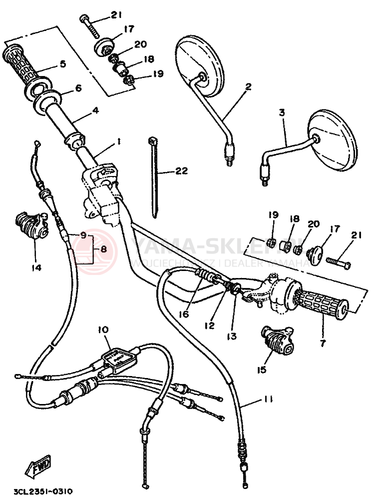 Schemat "Kierownica i osprzęt" do Yamaha TDR250