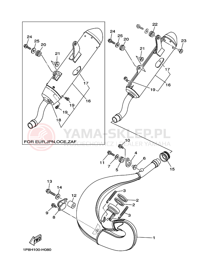 Schemat "Wydech końcowy" do Yamaha YZ250