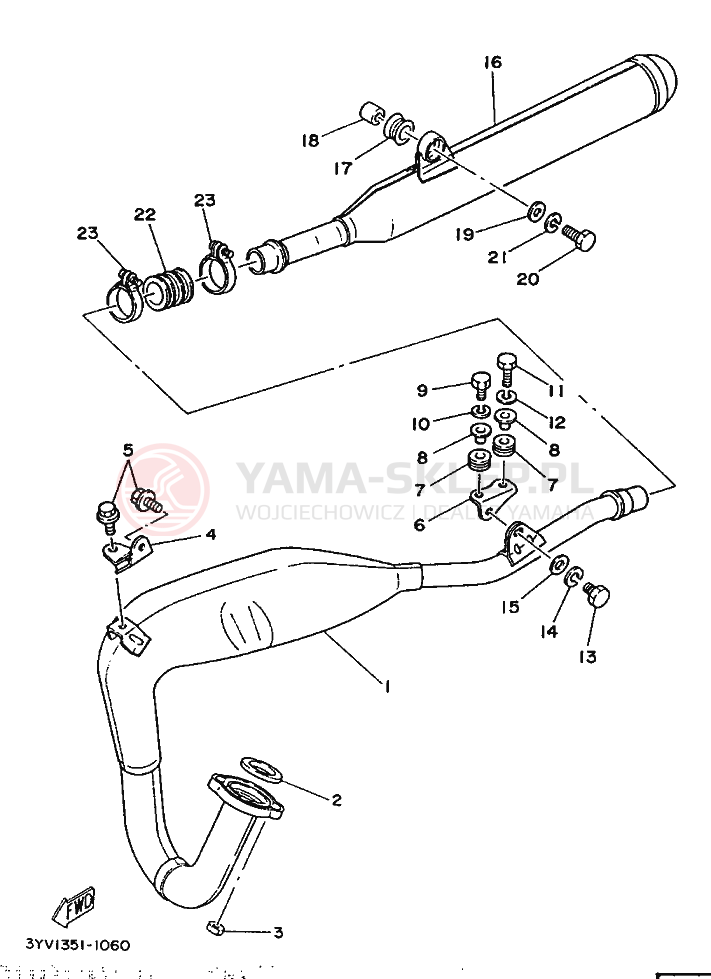 Schemat "Wydech końcowy" do Yamaha DT125MX