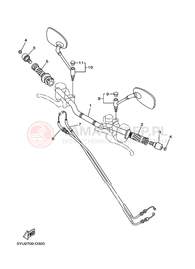Schemat "Kierownica i osprzęt" do Yamaha MT01