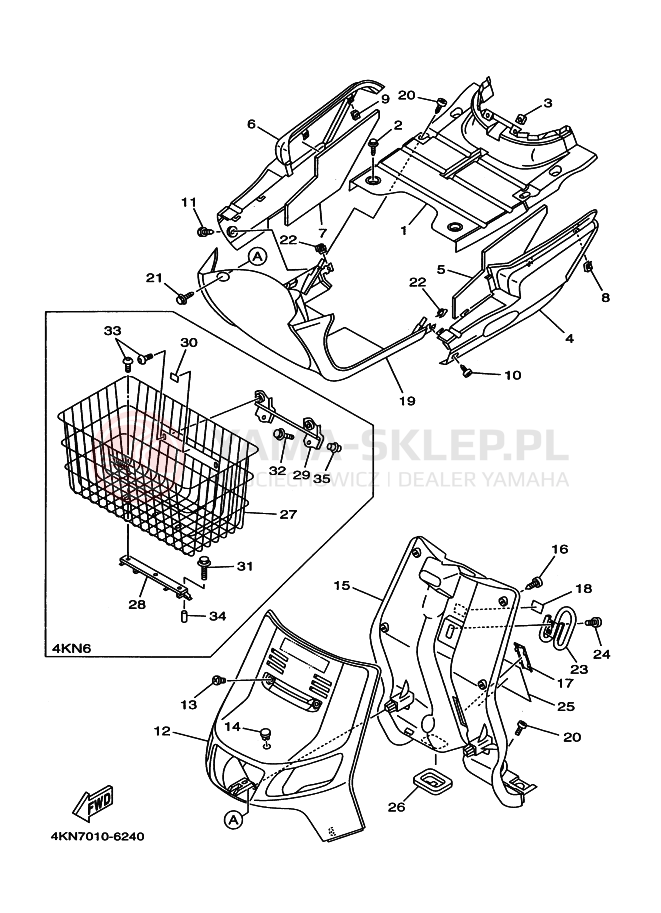 Schemat "Nadwozie przód" do Yamaha BA50N GEAR