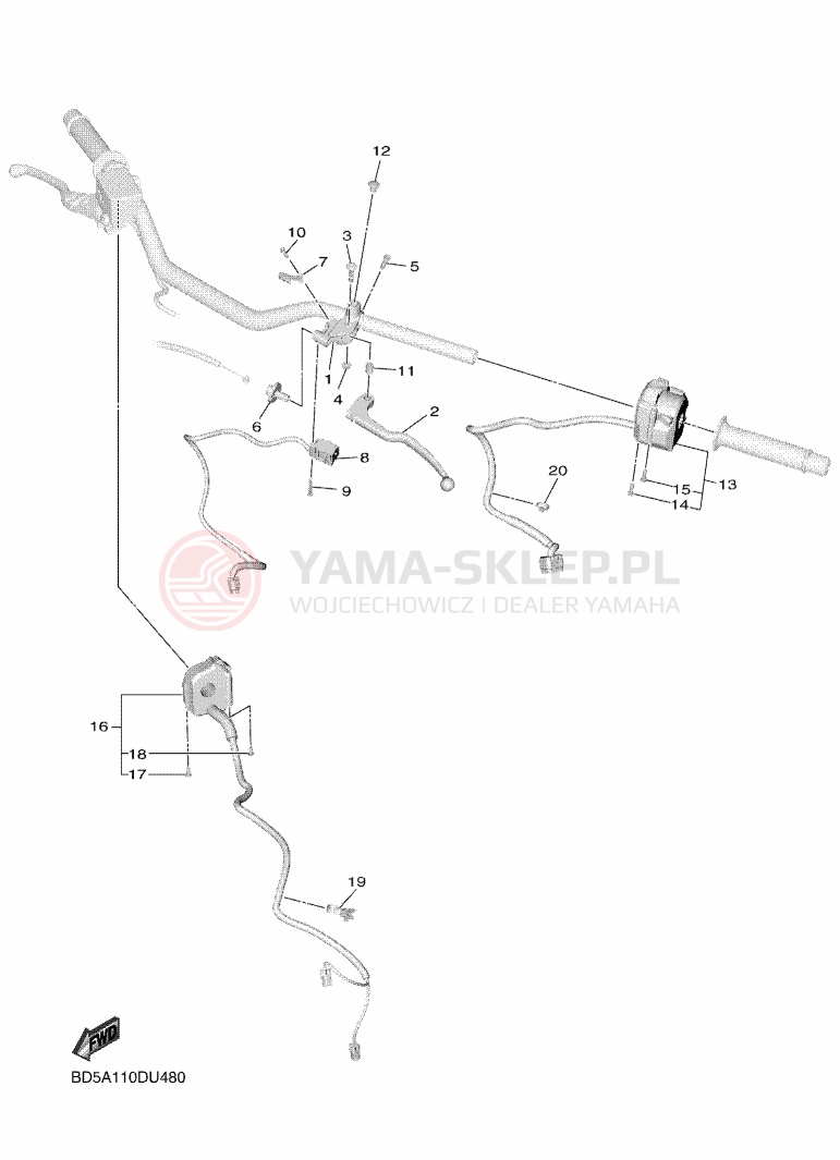 Schemat "Kierownica i osprzęt" do Yamaha NIKEN