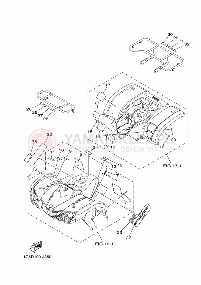 Schemat "naklejki" do Yamaha YFM125GD