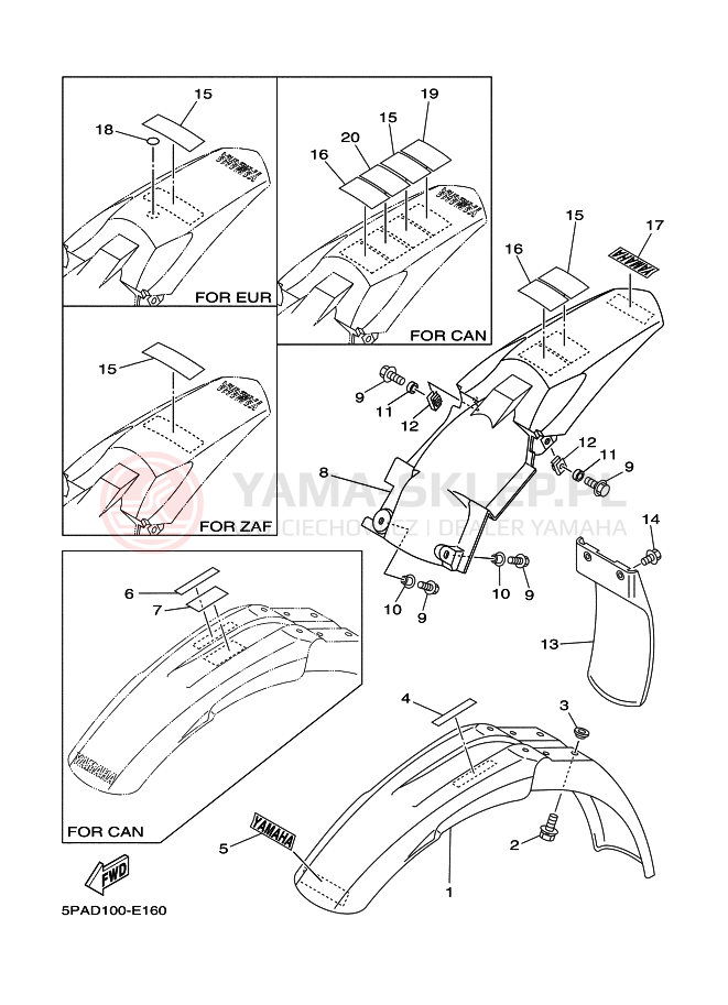 Schemat "błotnik" do Yamaha YZ85