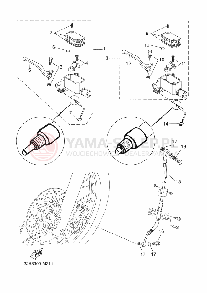 Schemat "Pompa hamulcowa przednia" do Yamaha WR125X