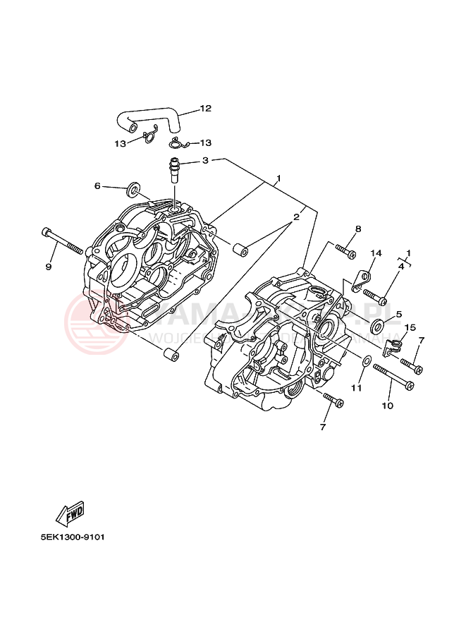 Schemat "Pokrywa silnika" do Yamaha TW125