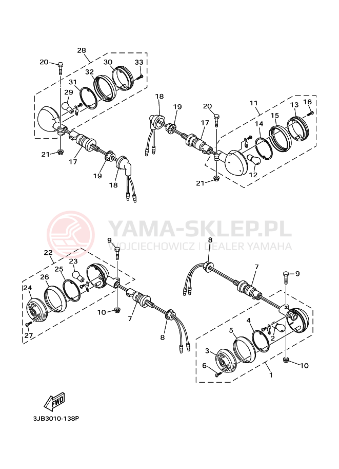 Schemat "kierunkowskazy" do Yamaha XV400 VIRAGO
