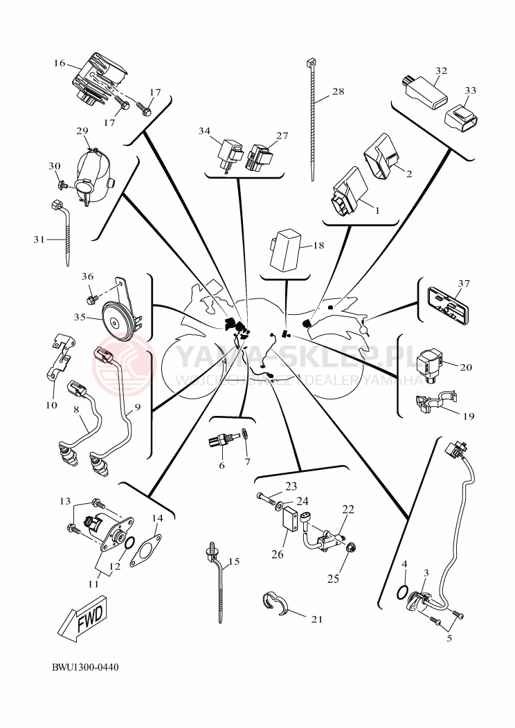 Schemat "układ elektryczny" do Yamaha R125