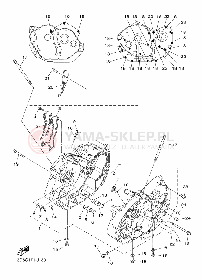 Schemat "Obudowa silnika" do Yamaha MIDNIGHT STAR