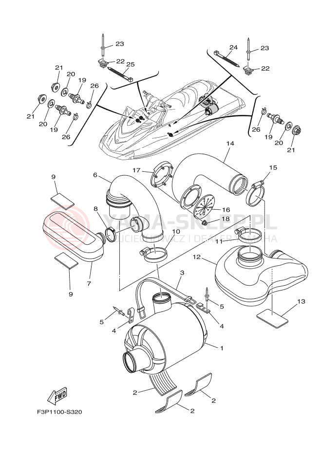 Schemat "wydech" do Yamaha GP1800