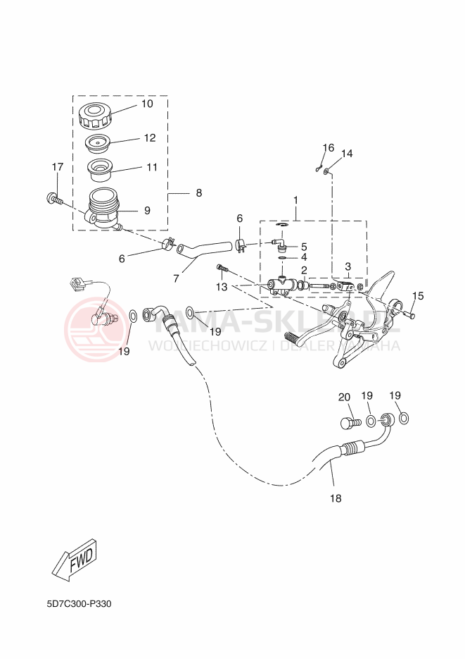 Schemat "Pompa hamulcowa tył" do Yamaha MT-125