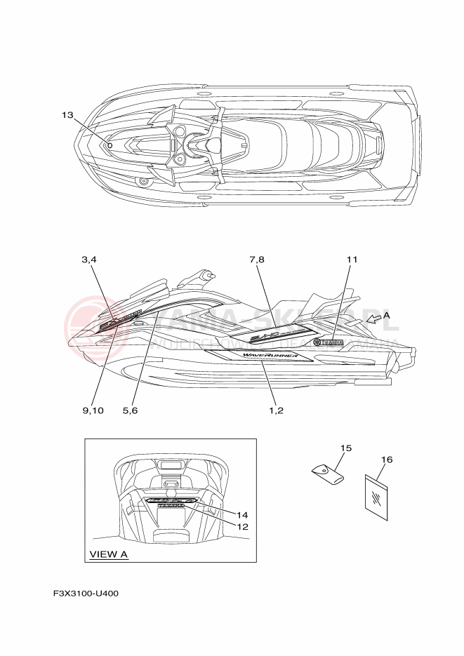 Schemat "Naklejki" do Yamaha FX LIMITED SVHO