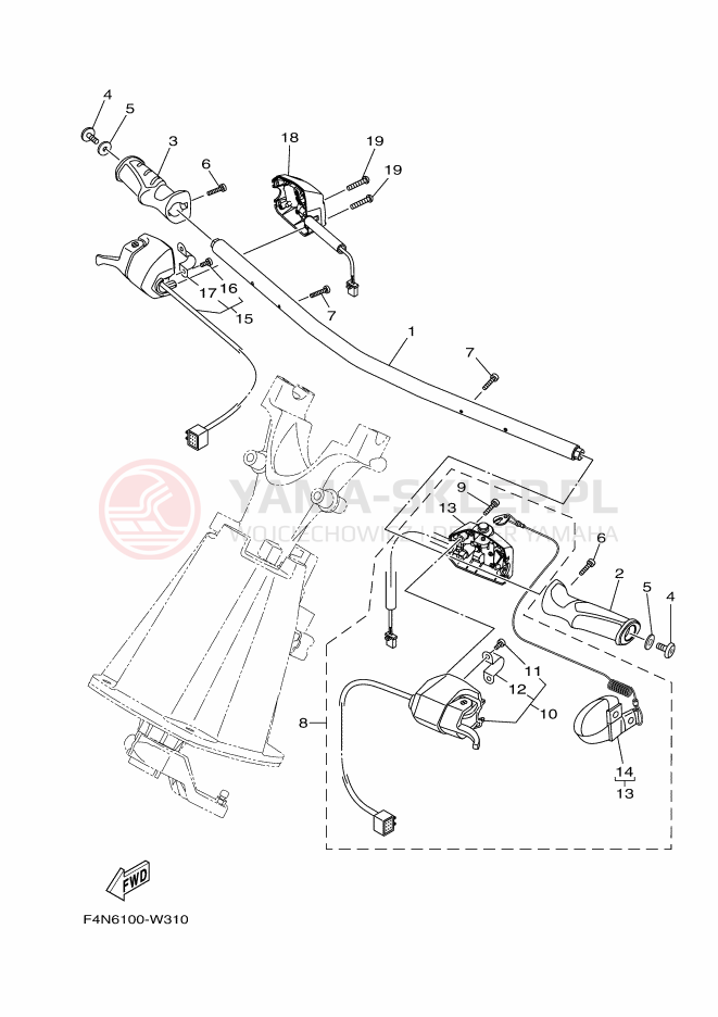 Schemat "Kierownica i osprzęt" do Yamaha VX1050F-X