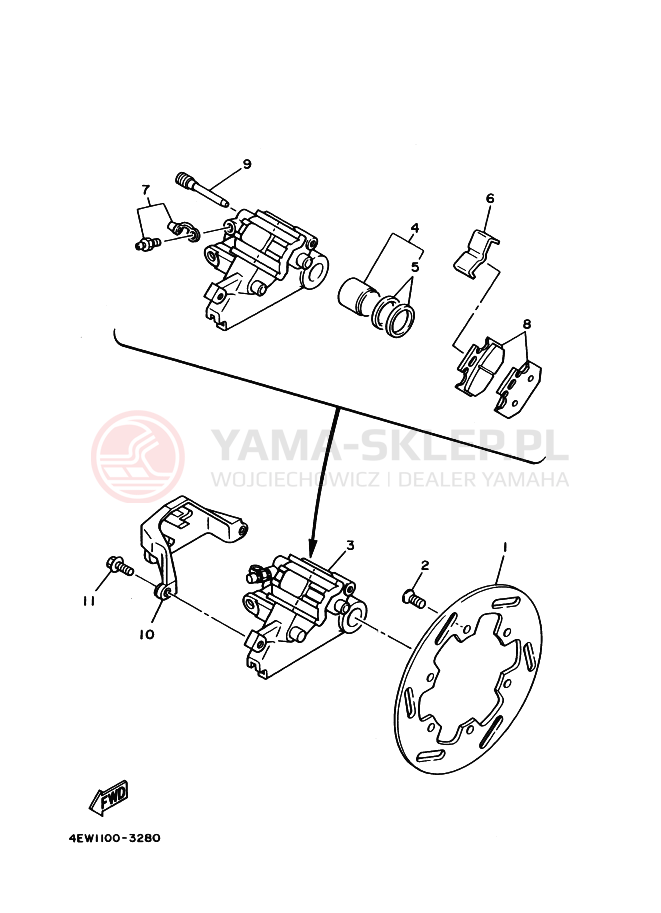 Schemat "Zacisk hamulcowy tylny" do Yamaha YZ250