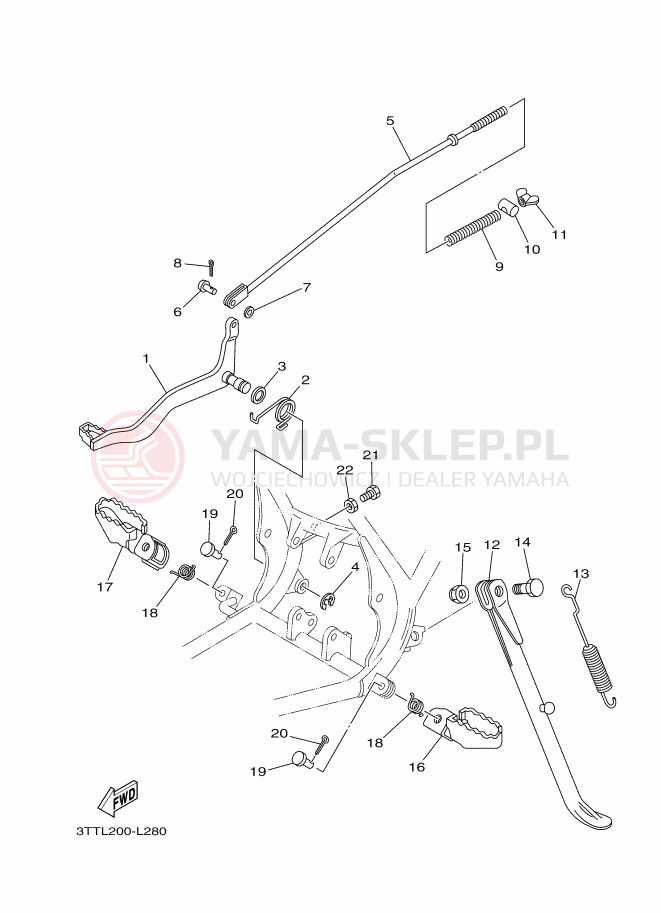 Schemat "Stopka postojowa i podnóżki" do Yamaha DT125