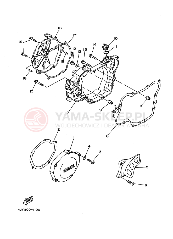 Schemat "Pokrywa silnika" do Yamaha YZ125