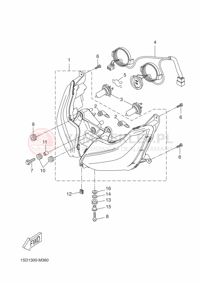 Schemat "Lampa przód" do Yamaha X-MAX 400