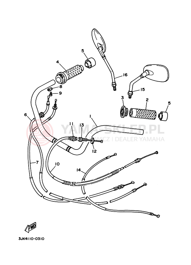 Schemat "Kierownica i osprzęt" do Yamaha VIRAGO