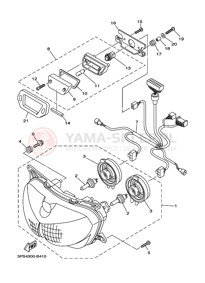 Schemat "Lampa przód" do Yamaha TDM900