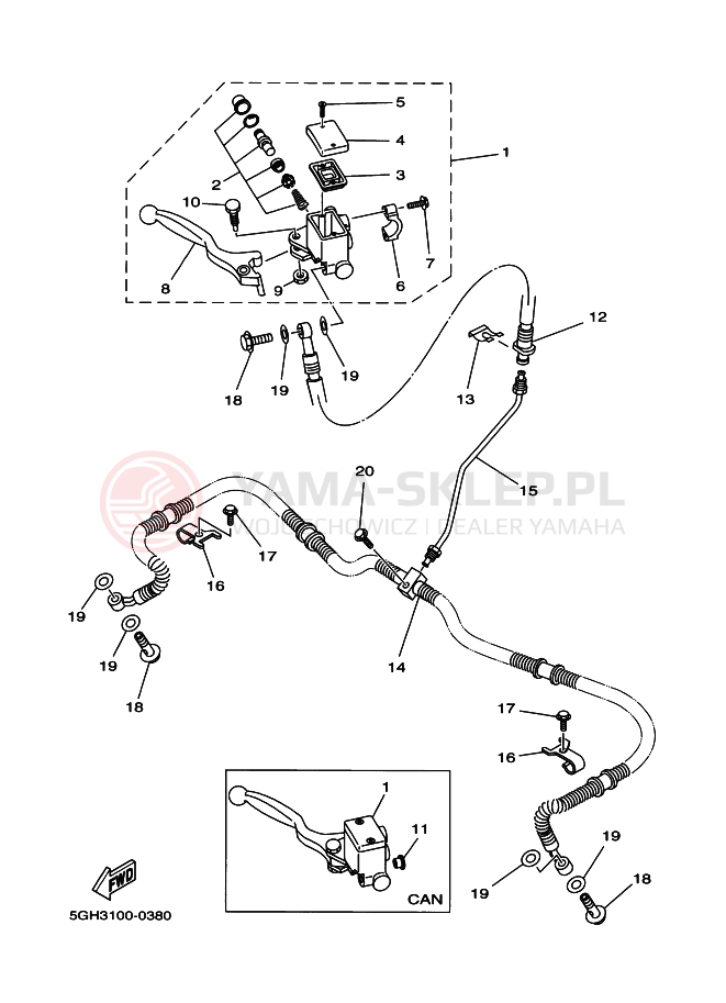 Schemat "Pompa hamulcowa przednia" do Yamaha YFM400FA