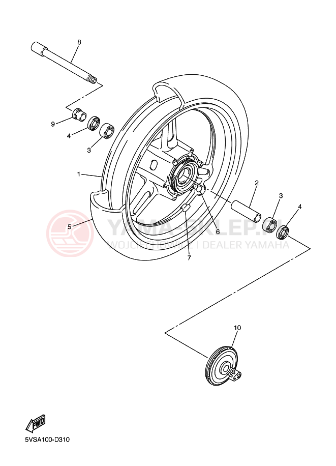 Schemat "Koło przód" do Yamaha FJR1300A