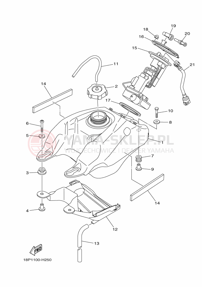 Schemat "zbiornik paliwa" do Yamaha YFZ450RD