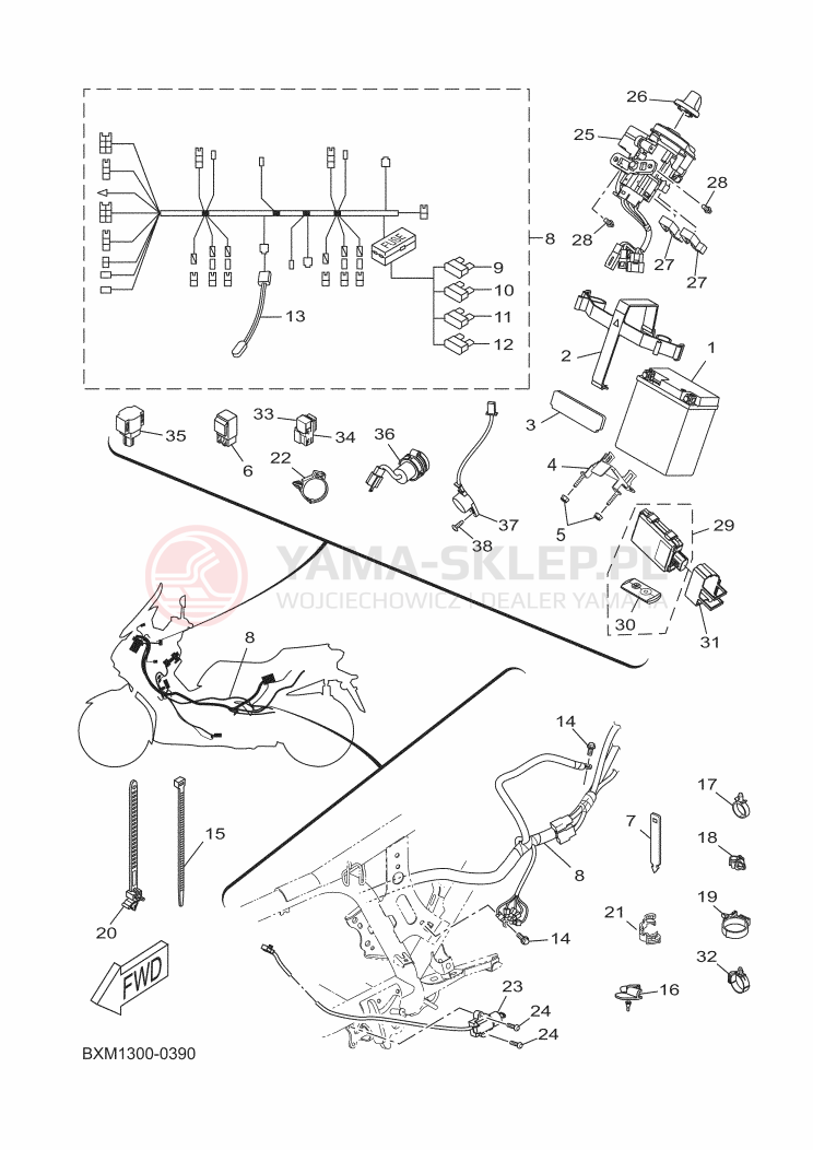 Schemat "układ elektryczny" do Yamaha XMAX 125