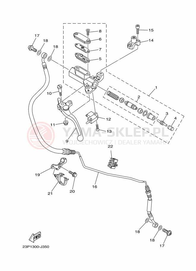 Schemat "Pompa hamulcowa przednia" do Yamaha XT1200Z