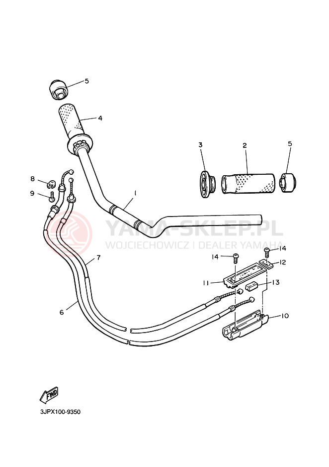 Schemat "Kierownica i osprzęt" do Yamaha VMX12 VMAX