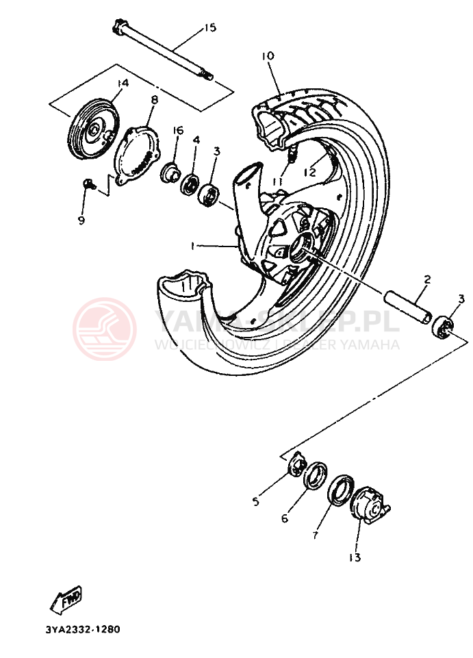 Schemat "Koło przód" do Yamaha FJ1200A