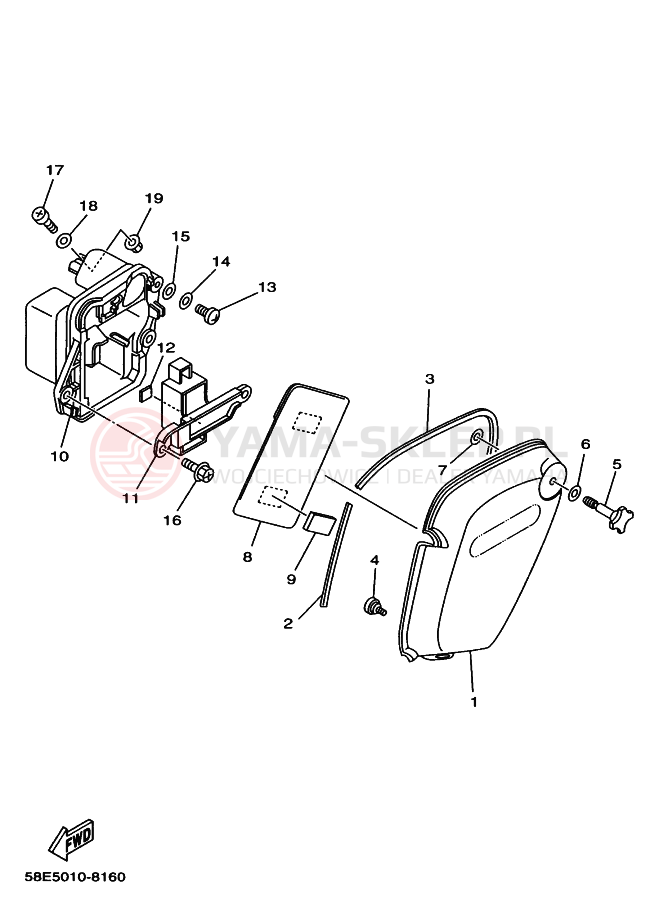 Schemat "Pokrywa boczna" do Yamaha YB-1